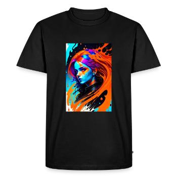 Colorful Art Potrait Woman 1 - Men's Premium Organic T-Shirt - black - Front - Nico (187cm)