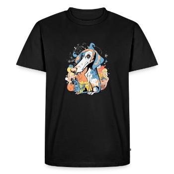 Libo le chien bleu - T-shirt Premium bio Homme - noir - Devant - Nico (187cm)