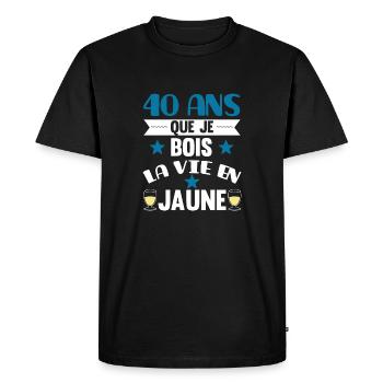 40 ans cadeau anniversaire homme humour beauf - T-shirt Premium bio Homme - noir - Devant - Nico (187cm)