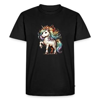 La plus grande licorne du monde | Licorne arc-en-ciel - T-shirt Premium bio Homme - noir - Devant - Nico (187cm)