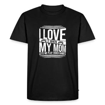 J’adore quand ma mère me laisse jouer à des jeux vidéo - T-shirt Premium bio Homme - noir - Devant - Nico (187cm)