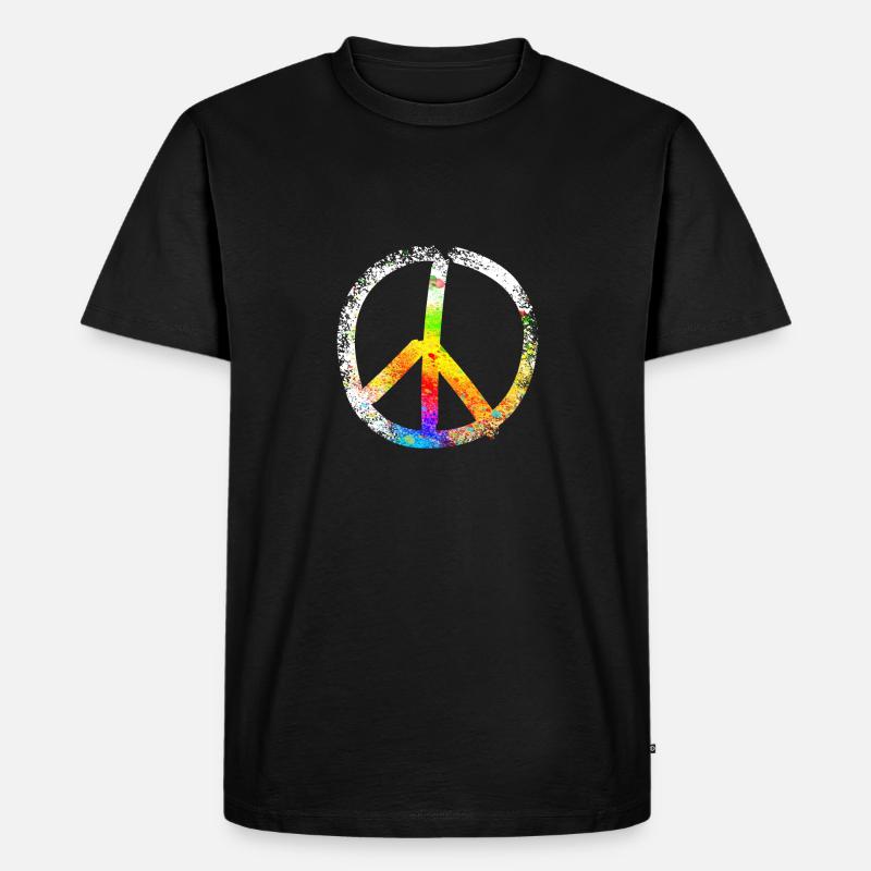 peace sign speckled 03 - Männer Premium Bio T-Shirt - Schwarz