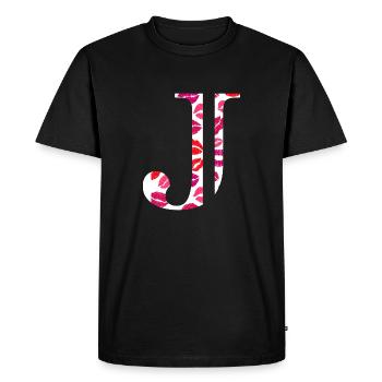 Lettre j bisous - T-shirt Premium bio Homme - noir - Devant - Nico (187cm)