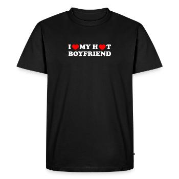 J’aime mon petit ami chaud - T-shirt Premium bio Homme - noir - Devant - Nico (187cm)