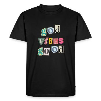"God Vibes T-Shirt - Positive gifts Designs” - Men's Premium Organic T-Shirt - black - Front - Nico (187cm)