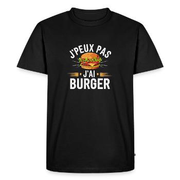 J'peux pas, j'ai burger - T-shirt Premium bio Homme - noir - Devant - Nico (187cm)