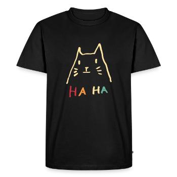 Cat Haha Ironie rétro - T-shirt Premium bio Homme - noir - Devant - Nico (187cm)