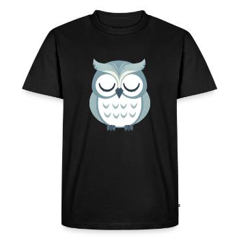 Sleepy Gray Owl Perched on Branch - Men's Premium Organic T-Shirt - black - Front - Nico (187cm)