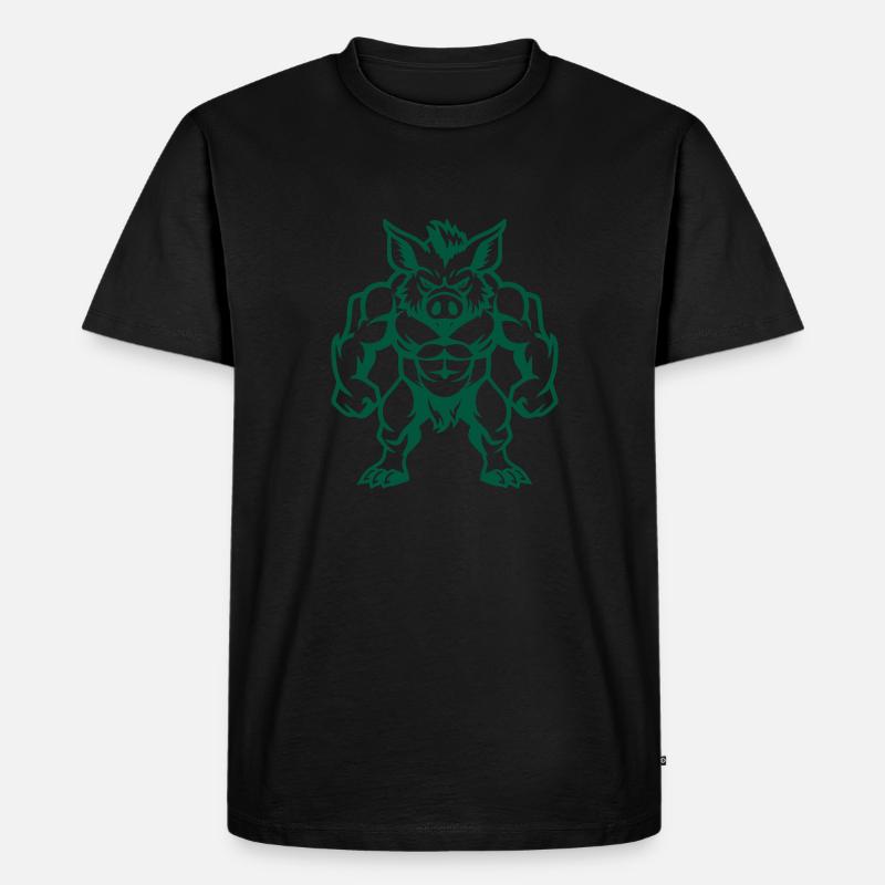 Wildschwein Comic - Männer Premium Bio T-Shirt - Schwarz