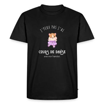 J’peux pas j’ai cours de danse avec mon hamster - T-shirt Premium bio Homme - noir - Devant - Nico (187cm)