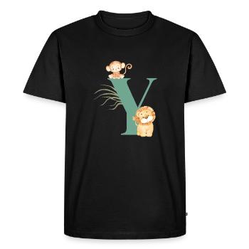 Letter y green jungle animals - Men's Premium Organic T-Shirt - black - Front - Nico (187cm)