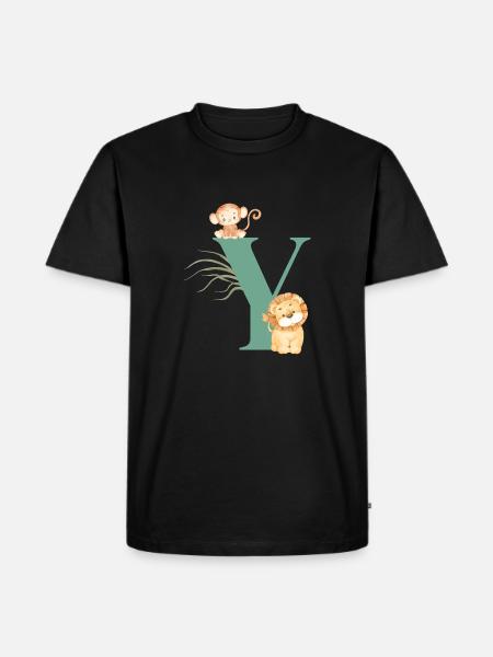 Letter y green jungle animals - Men's Premium Organic T-Shirt - black