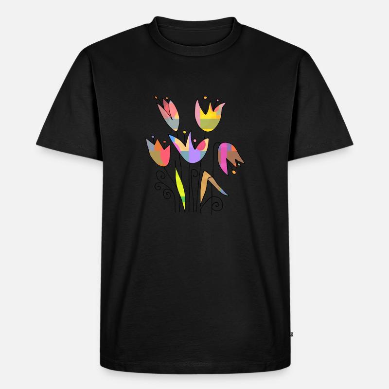 Blumen - Männer Premium Bio T-Shirt - Schwarz