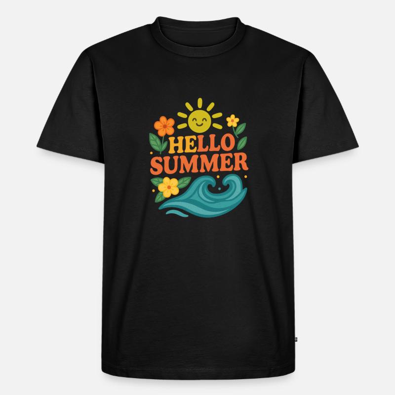 hello summer | Sommer Design - Männer Premium Bio T-Shirt - Schwarz