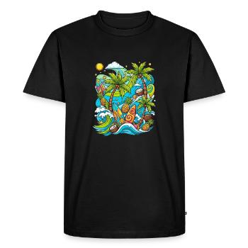 Tropical holiday pattern - Men's Premium Organic T-Shirt - black - Front - Nico (187cm)