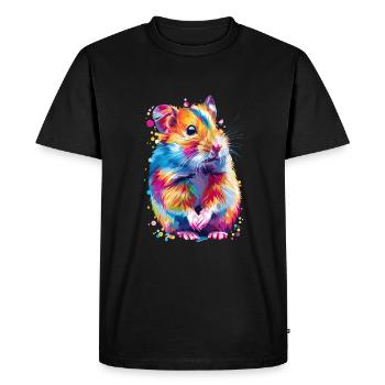 Cute Hamster Rainbow Colors - Men's Premium Organic T-Shirt - black - Front - Nico (187cm)