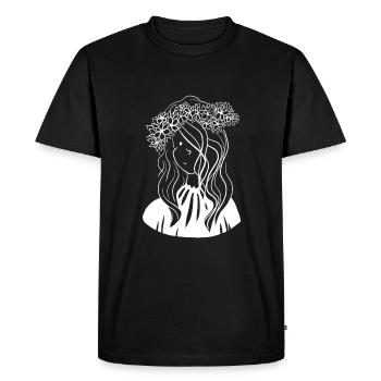 illustration femme fleurs cheveux - T-shirt Premium bio Homme - noir - Devant - Nico (187cm)