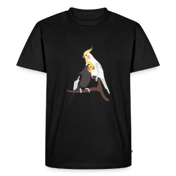 Couple Nymphensittich motif - T-shirt Premium bio Homme - noir - Devant - Nico (187cm)