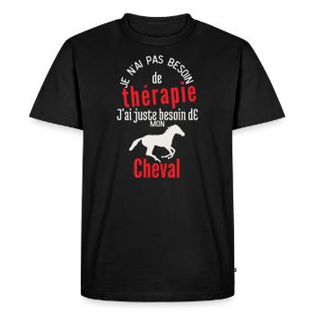 Pas de thérapie, juste mon cheva - T-shirt Premium bio Homme - noir - Devant - Nico (187cm)
