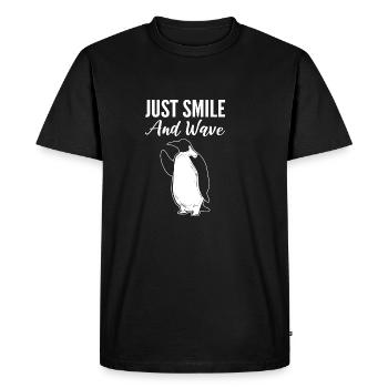 Smile and wave Friendly person poison - Men's Premium Organic T-Shirt - black - Front - Nico (187cm)