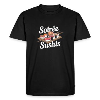 Soirée sushis - T-shirt Premium bio Homme - noir - Devant - Nico (187cm)