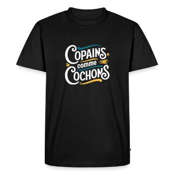 Copains comme cochons - T-shirt Premium bio Homme - noir - Devant - Nico (187cm)