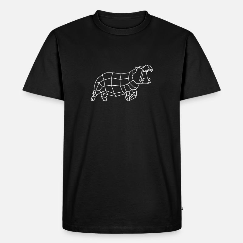 Weißes Nilpferd - Männer Premium Bio T-Shirt - Schwarz