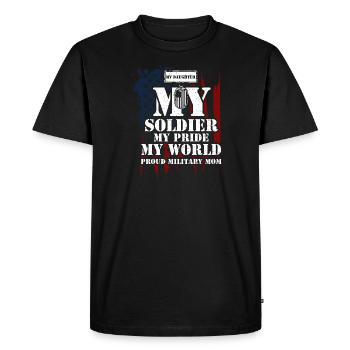 Ma fille Mon soldat Ma fierté... - T-shirt Premium bio Homme - noir - Devant - Nico (187cm)