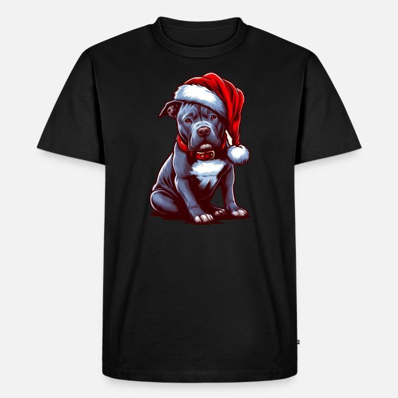 Pitbull Heiligabend - Männer Premium Bio T-Shirt - Schwarz