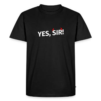 Oui Monsieur! avec cornes rouges - blanc - T-shirt Premium bio Homme - noir - Devant - Nico (187cm)