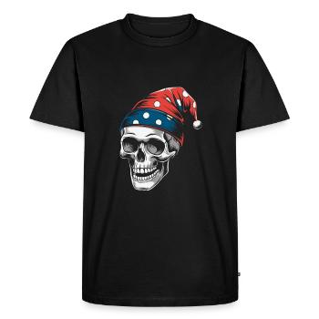 Crâne avec capuchon coloré drôle de conception de crâne - T-shirt Premium bio Homme - noir - Devant - Nico (187cm)