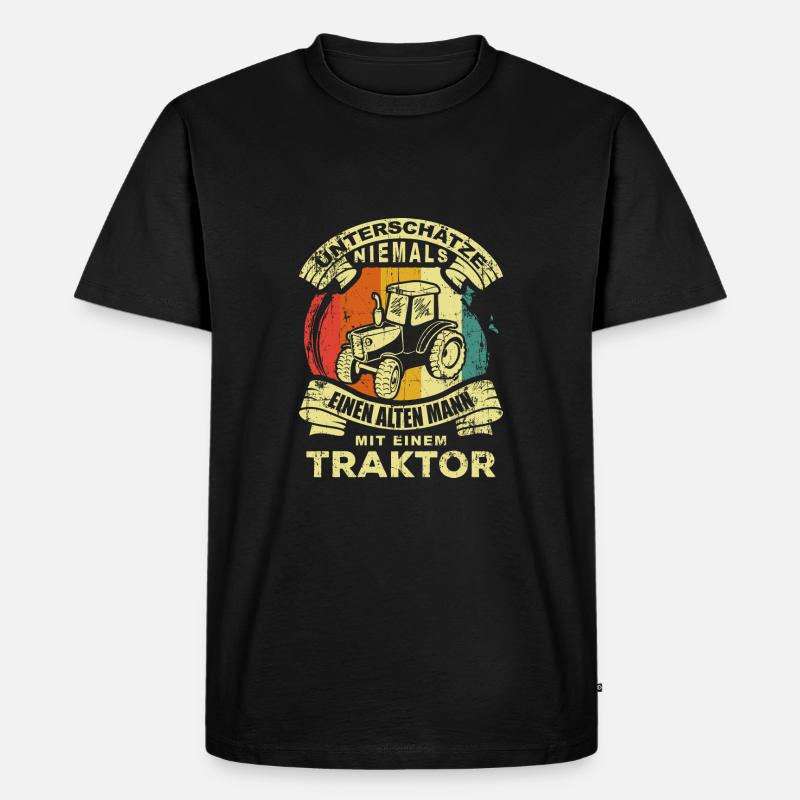 Traktor Opa - Männer Premium Bio T-Shirt - Schwarz