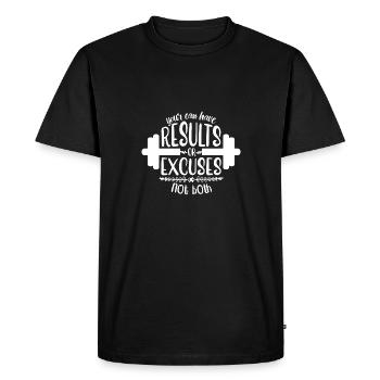 Peut avoir un résultat ou une excuse Gym Workout Fitness - T-shirt Premium bio Homme - noir - Devant - Nico (187cm)