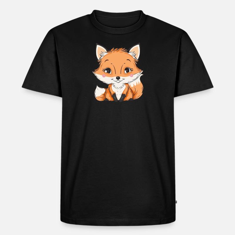 Fuchs Waldtier Wald - Männer Premium Bio T-Shirt - Schwarz