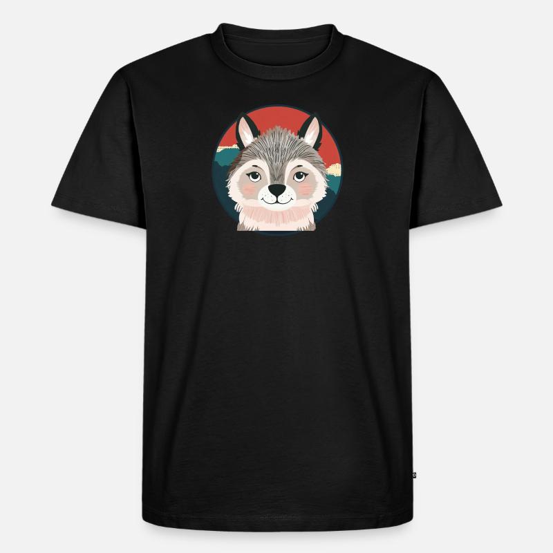 Wolf Wolfpack - Männer Premium Bio T-Shirt - Schwarz