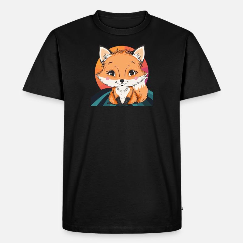 Fuchs Waldbewohner - Männer Premium Bio T-Shirt - Schwarz