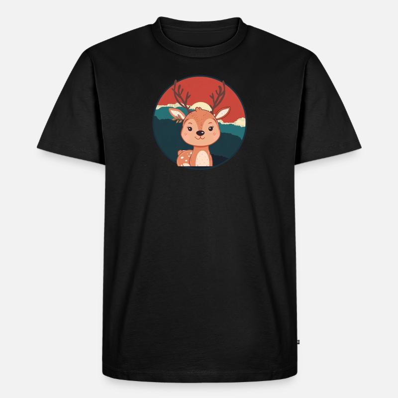Hirschgeweih Waldbewohner Hirsch - Männer Premium Bio T-Shirt - Schwarz