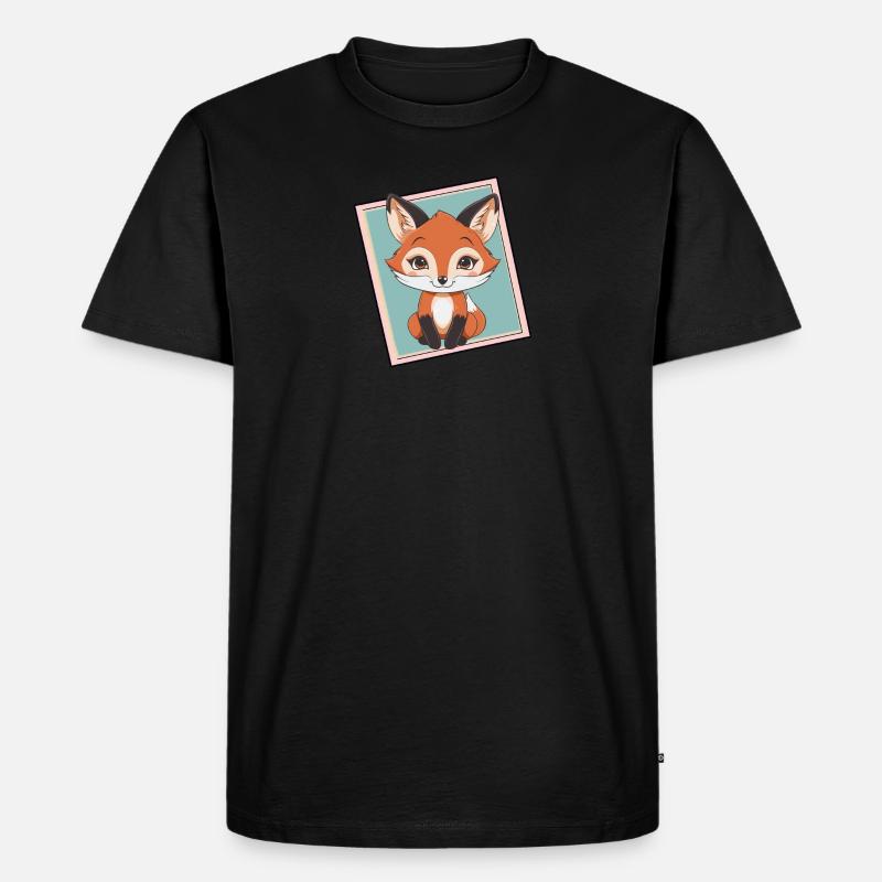Fuchs Fox Wald - Männer Premium Bio T-Shirt - Schwarz