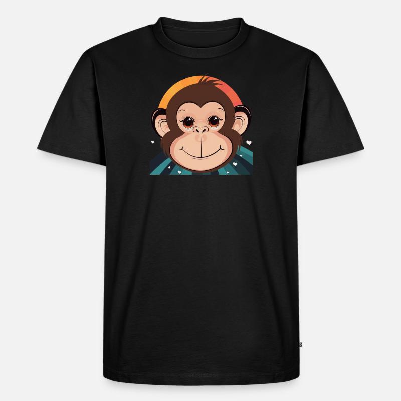 Affe Zootier Affengesicht - Männer Premium Bio T-Shirt - Schwarz