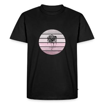 Rose, Fleur, Vintage, Rétro, Forêt, Cadeau - T-shirt Premium bio Homme - noir - Devant - Nico (187cm)