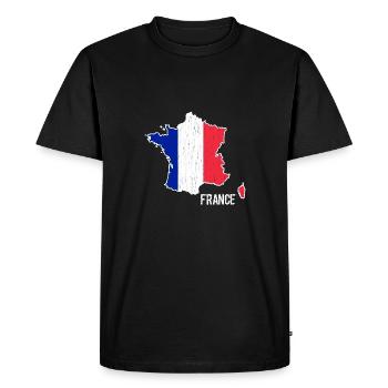 Plan de la carte du drapeau de la France - T-shirt Premium bio Homme - noir - Devant - Nico (187cm)