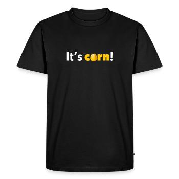 « C’est du maïs! Conception de texte en blanc et jaune - T-shirt Premium bio Homme - noir - Devant - Nico (187cm)