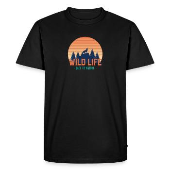 Howling wolf at Sunset - Men's Premium Organic T-Shirt - black - Front - Nico (187cm)