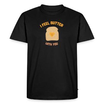 Funny peanut butter quote - Men's Premium Organic T-Shirt - black - Front - Nico (187cm)