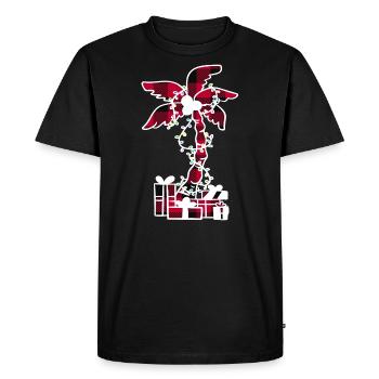 Feuilles de palmier de Noël Feeling Caro Pattern - T-shirt Premium bio Homme - noir - Devant - Nico (187cm)