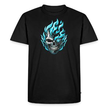Cyberpunk Flame Skull - Men's Premium Organic T-Shirt - black - Front - Nico (187cm)