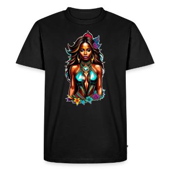 Afro Woman - Beauty - Men's Premium Organic T-Shirt - black - Front - Nico (187cm)