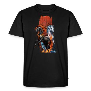 Équidé élémentaire : Cheval de feu et d’eau - T-shirt Premium bio Homme - noir - Devant - Nico (187cm)
