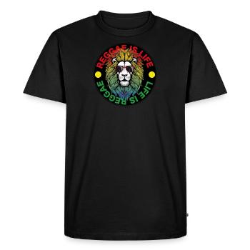 Reggae Is Life (Round) - Men's Premium Organic T-Shirt - black - Front - Nico (187cm)