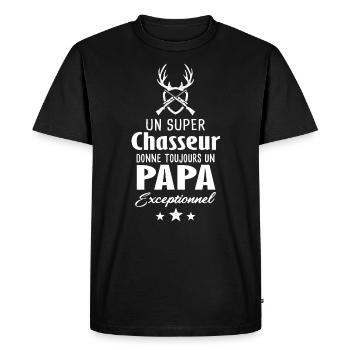Papa chasseur cadeau drôle chasse fête des pères - T-shirt Premium bio Homme - noir - Devant - Nico (187cm)